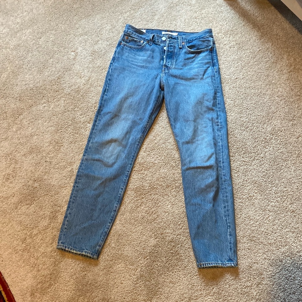 Levi’s wedgie jeans. Light wash, gently worn